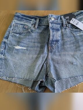 Express Light Blue Distressed Denim Cutoff Shorts